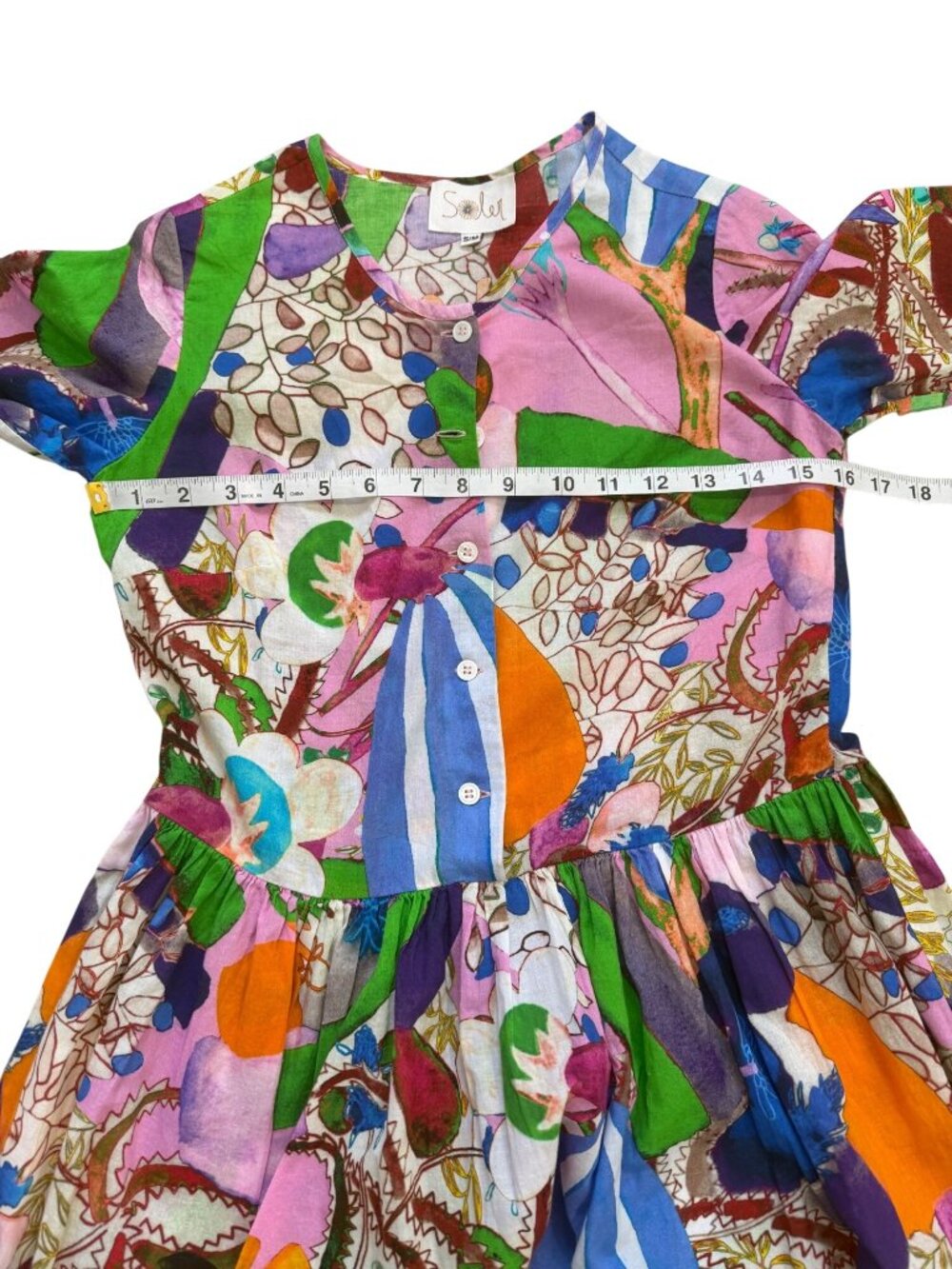 Soler Womens Size S Midi Dress Multicolor Abstract Cotton Romantic Colorful - Picture 4 of 6